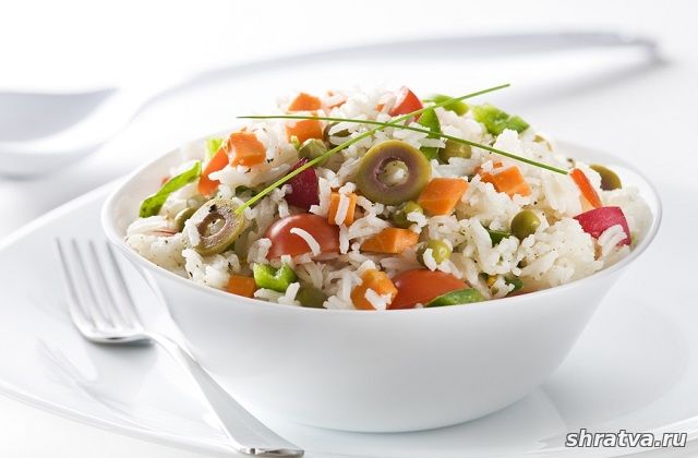 Постный салат с рисом