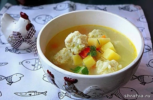 Картофельный суп с рыбными фрикадельками