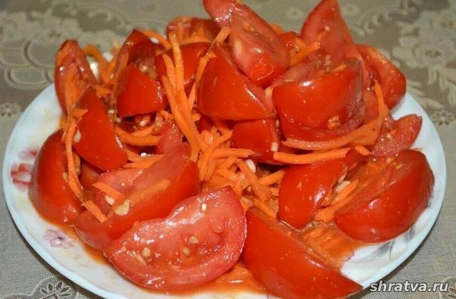 Закуска из помидоров с морковью по-корейски