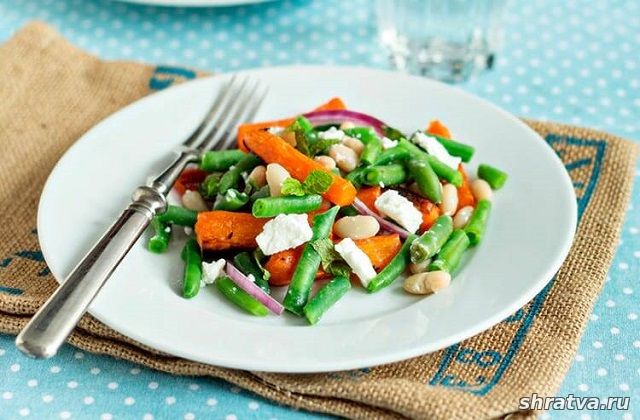 Фасолевый салат с запеченной морковью