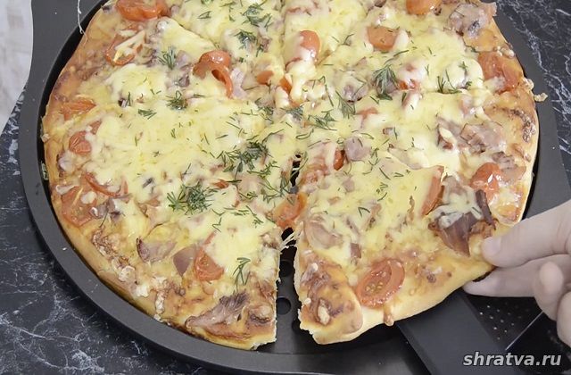 Пицца Цезарь в духовке на дрожжевом тесте рецепт с фото пошагово