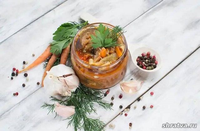 Баклажаны по-корейски на зиму с болгарским перцем, луком и приправой для моркови