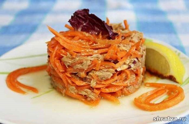 Салат из корейской моркови и тунца