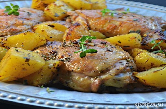 Курица по-гречески с лимоном и картофелем
