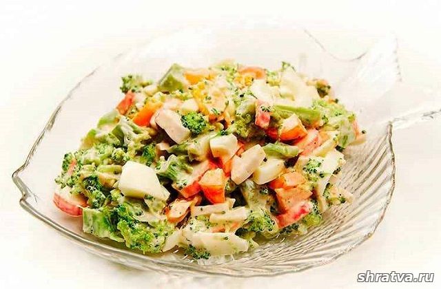Крабовый ПП салат с брокколи